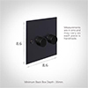 2 Gang Rotary Dimmer Matt Black Bevelled Plate