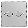 2 Gang Rotary Dimmer Nickel Hammered Plate