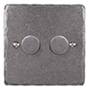 2 Gang Rotary Dimmer Polished Hammered Plate