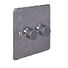 2 Gang Rotary Dimmer Polished Hammered Plate