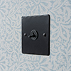 1 Gang Black Dolly Switch Matt Black Hammered Plate