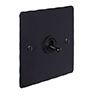 1 Gang Black Dolly Switch Matt Black Hammered Plate