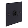 1 Gang Black Dolly Switch Matt Black Bevelled Plate