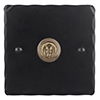 1 Gang Brass Dolly Switch Matt Black Hammered Plate