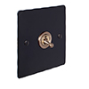 1 Gang Brass Dolly Switch Matt Black Hammered Plate