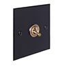 1 Gang Brass Dolly Switch Matt Black Bevelled Plate