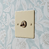 1 Gang Brass Dolly Switch Plain Ivory Hammered Plate