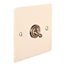 1 Gang Brass Dolly Switch Plain Ivory Hammered Plate