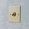 1 Gang Brass Dolly Switch Plain Ivory Bevelled Plate