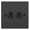 2 Gang Black Dolly Switch Beeswax Bevelled Plate