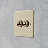 2 Gang Brass Dolly Switch Plain Ivory Hammered Plate