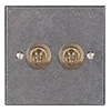2 Gang Brass Dolly Switch with Polished Bevelled Plate