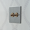 2 Gang Brass Dolly Switch with Polished Bevelled Plate