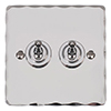 2 Gang Chrome Dolly Switch Nickel Hammered Plate