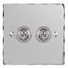 2 Gang Chrome Dolly Switch Nickel Hammered Plate