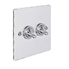 2 Gang Chrome Dolly Switch Nickel Hammered Plate