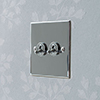 2 Gang Chrome Dolly Switch Nickel Bevelled Plate
