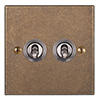 2 Gang Steel Dolly Switch with Antiqued Brass Bevelled Plate