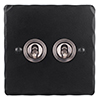 2 Gang Steel Dolly Switch Matt Black Hammered Plate