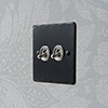 2 Gang Steel Dolly Switch Matt Black Hammered Plate