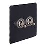 2 Gang Steel Dolly Switch Matt Black Hammered Plate