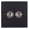 2 Gang Steel Dolly Switch Matt Black Bevelled Plate