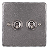 2 Gang Steel Dolly Switch Polished Hammered Plate