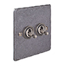 2 Gang Steel Dolly Switch Polished Hammered Plate