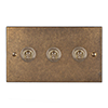 3 Gang Brass Dolly Switch Antiqued Brass Bevelled Plate