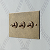 3 Gang Brass Dolly Switch Antiqued Brass Bevelled Plate