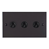 3 Gang Black Dolly Switch Beeswax Bevelled Plate