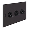 3 Gang Black Dolly Switch Beeswax Bevelled Plate