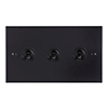 3 Gang Black Dolly Switch Matt Black Bevelled Plate