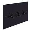 3 Gang Black Dolly Switch Matt Black Bevelled Plate