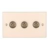 3 Gang Brass Dolly Switch Plain Ivory Bevelled Plate