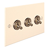 3 Gang Brass Dolly Switch Plain Ivory Bevelled Plate