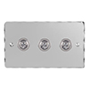 3 Gang Chrome Dolly Switch Nickel Hammered Plate