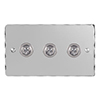 3 Gang Chrome Dolly Switch Nickel Hammered Plate