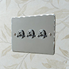 3 Gang Chrome Dolly Switch Nickel Hammered Plate