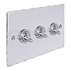 3 Gang Chrome Dolly Switch Nickel Hammered Plate