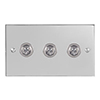 3 Gang Chrome Dolly Switch Nickel Bevelled Plate
