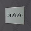 3 Gang Chrome Dolly Switch Nickel Bevelled Plate