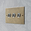 3 Gang Steel Dolly Switch with Antiqued Brass Bevelled Plate