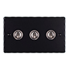 3 Gang Steel Dolly Switch Matt Black Hammered Plate