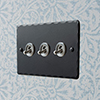 3 Gang Steel Dolly Switch Matt Black Hammered Plate