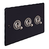 3 Gang Steel Dolly Switch Matt Black Hammered Plate