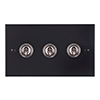 3 Gang Steel Dolly Switch Matt Black Bevelled Plate