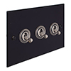 3 Gang Steel Dolly Switch Matt Black Bevelled Plate