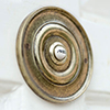 Door Bell Cover in Antiqued Brass with Ceramic Bell Push