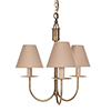 Three Arm Classic Pendant Light in Antiqued Brass